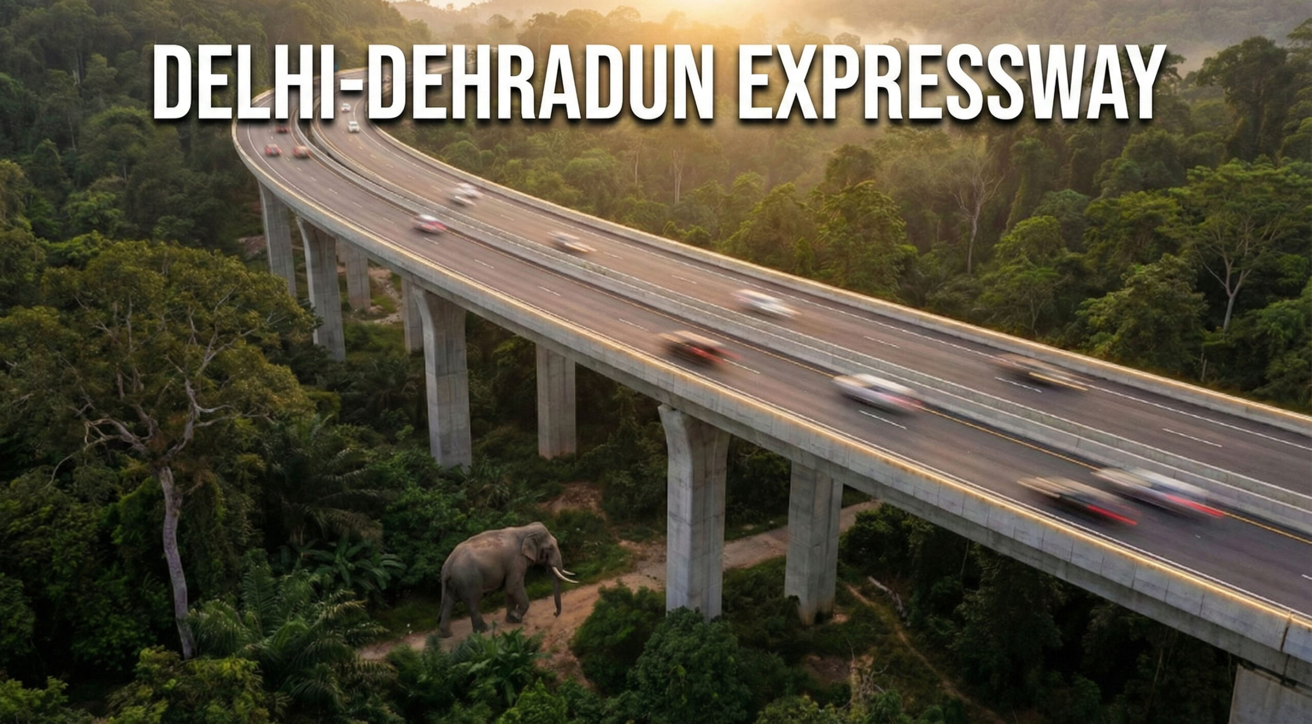 Elevated wildlife corridor on the new Delhi-Dehradun Expressway, a major infrastructure project driving industrial land and warehouse investment.