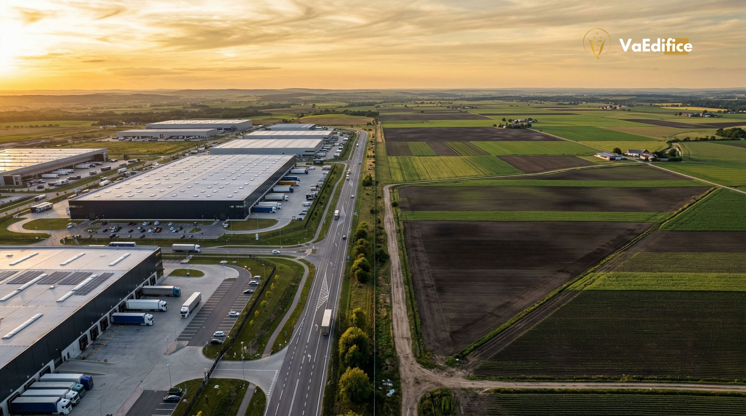 Modern warehouse facilities adjacent to prime freehold industrial land representing integrated industrial townships.