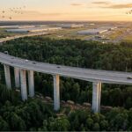 Aerial view of the Delhi-Dehradun Expressway and prime Baghpat land showing the 25% property value surge.